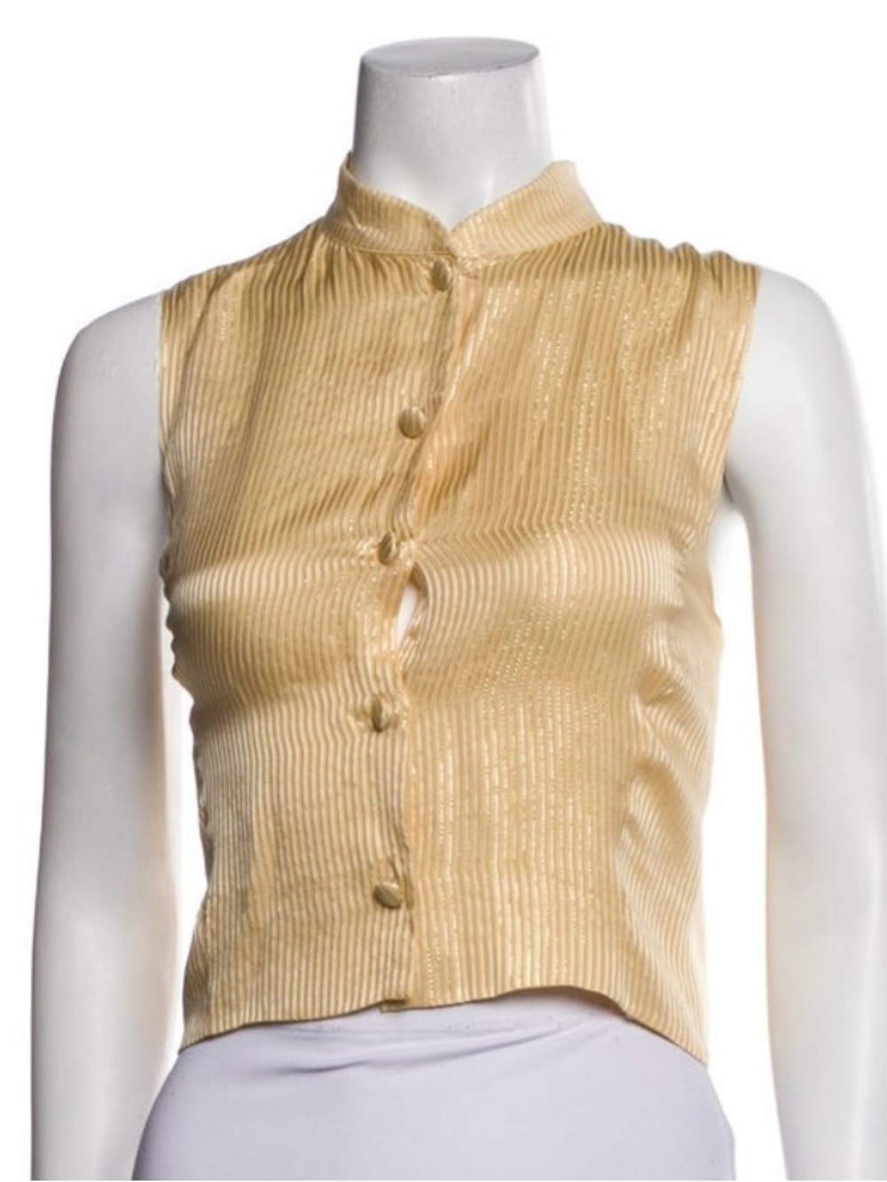 St. John Cream Pleated Sleeveless Skirt